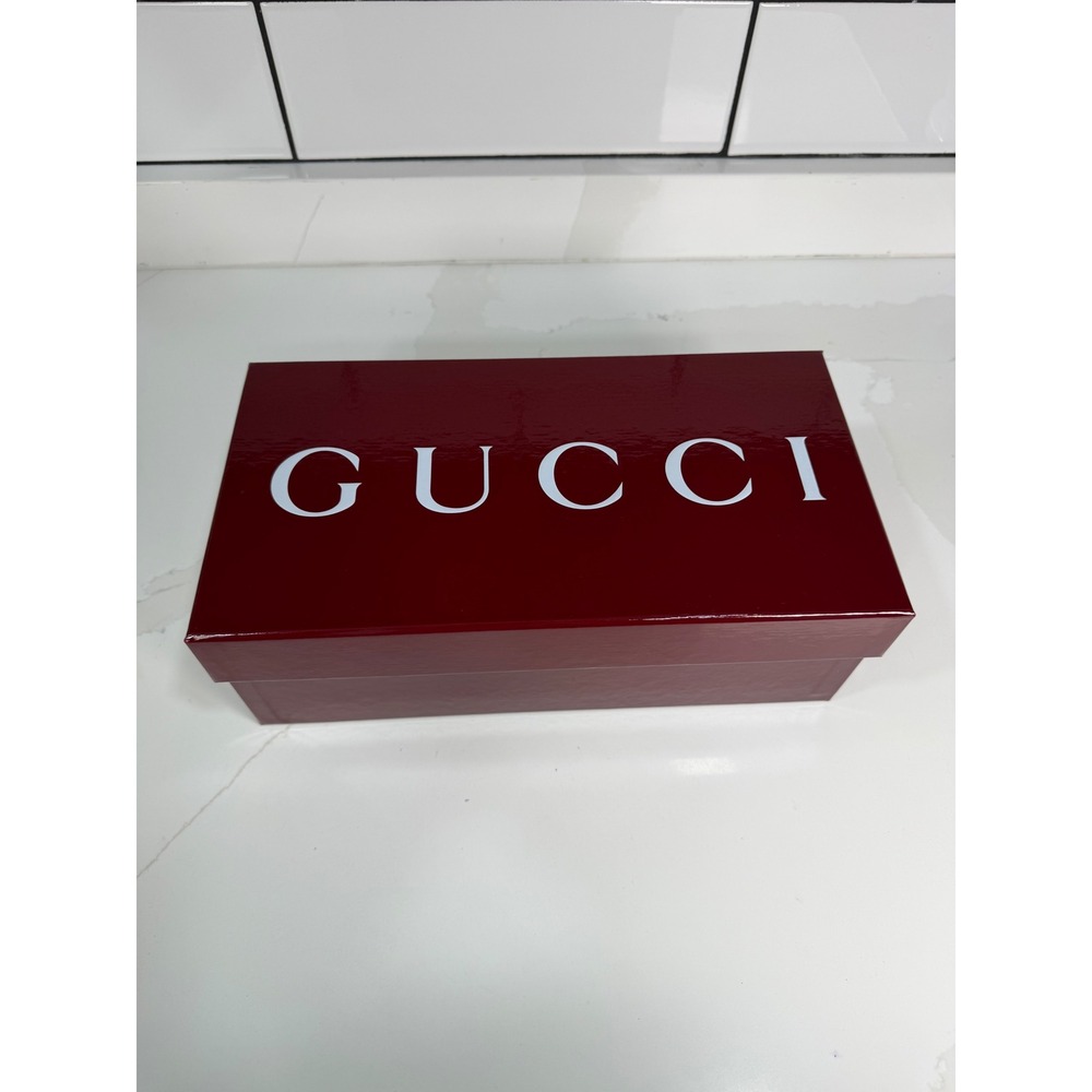 Gucci Rosso Ancora Burgundy Glossy Shoe Box 17x12.5x4.5 Designer Storage